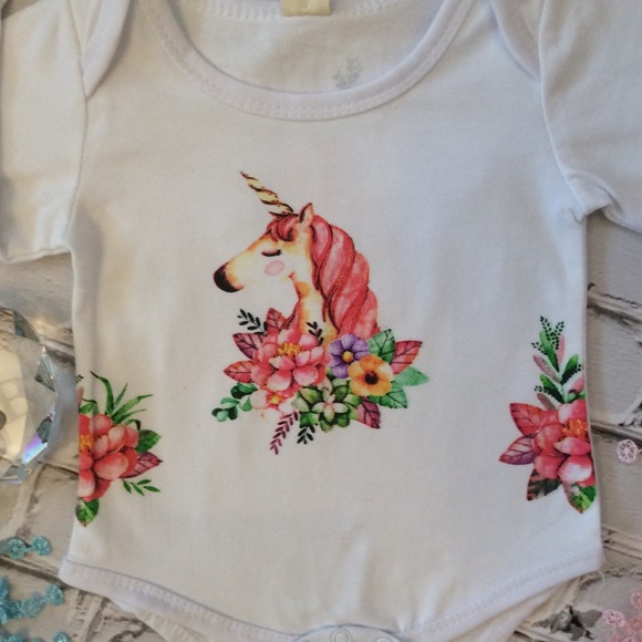 Boutique Baby Girl Unicorn Onesie - Picture 2 of 4